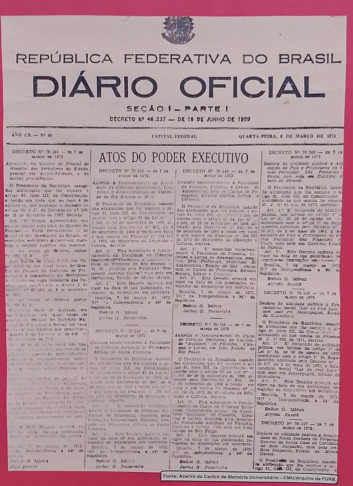 Diário oficial com a criação do curso