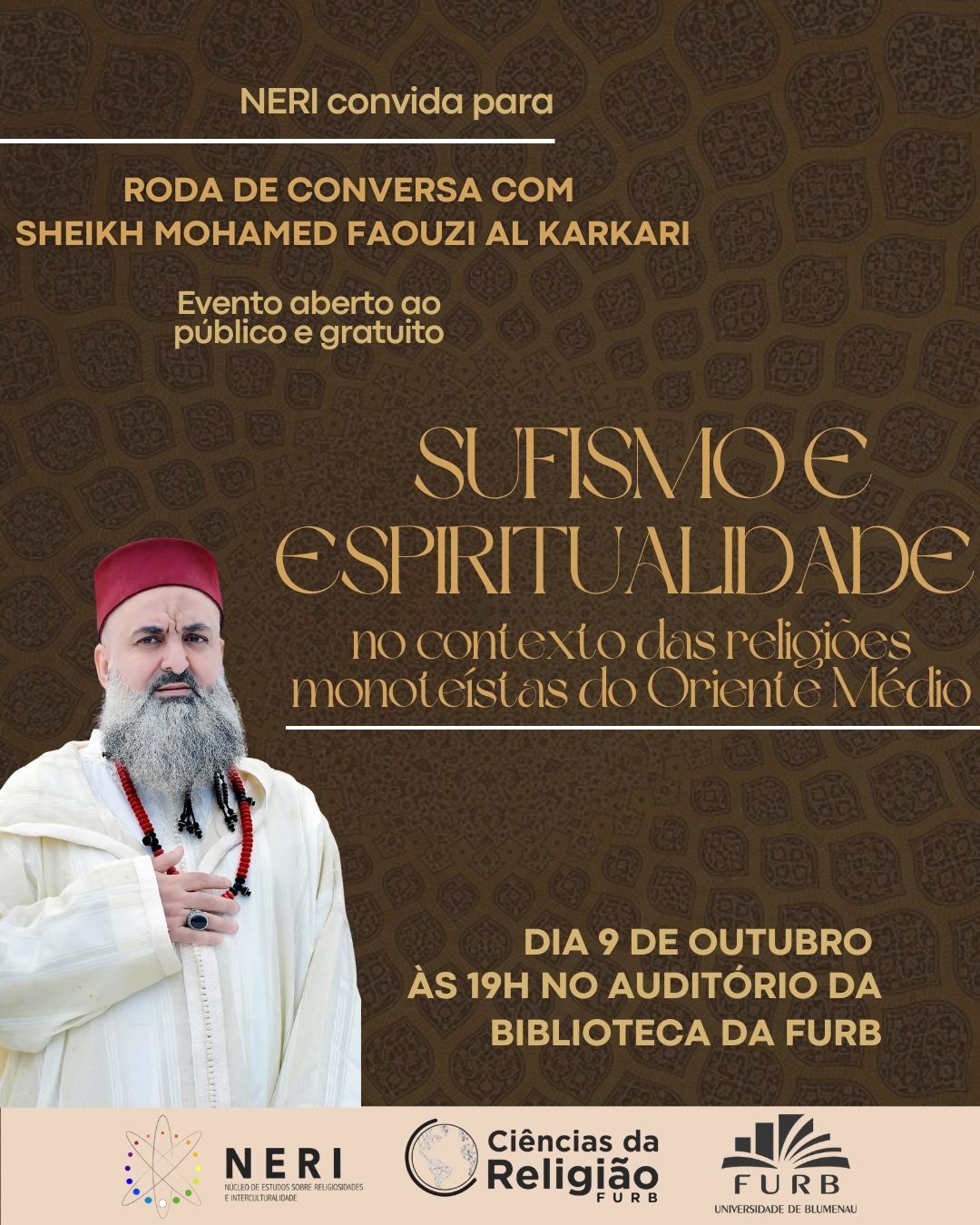 A imagem mostra a foto do palestrante junto com as informações do evento, citadas no texto. 